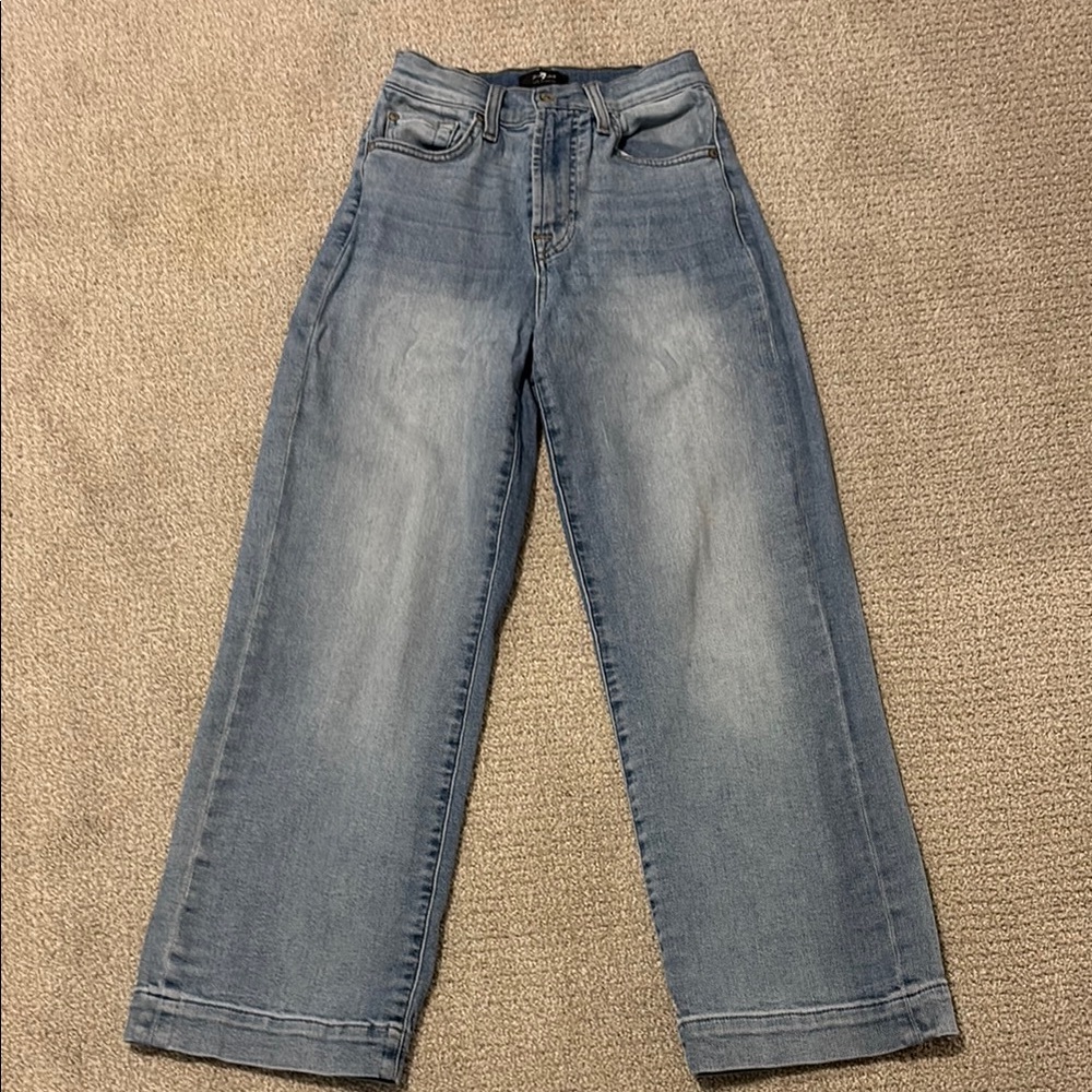 7 For All Mankind Blue Flare Wide Leg ankle length Jeans